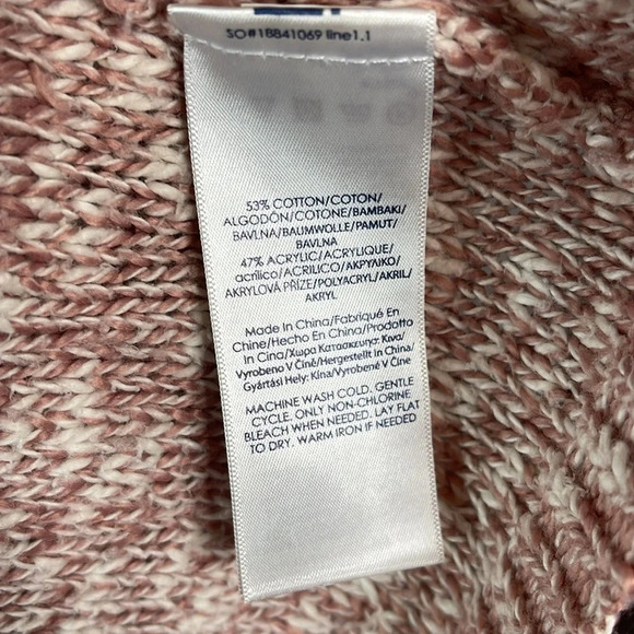 CHAPS Pink and White Slub Knit Sweater Soft Cotton Blend Coastal Size L - Picture 8 of 11